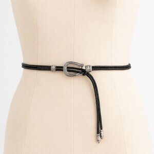 Brighton Vintage Leather Lasso Double Rope Western Style Belt Ornate Silver